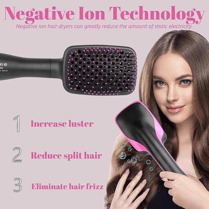 Hair Dryer Brush Blow Dryer Brush in One, 3 in 1 One Step Hair Dryer and Styler, Negative Ion Hair Straightener Hot Air Styling Tool for Straightening Drying Smoothing