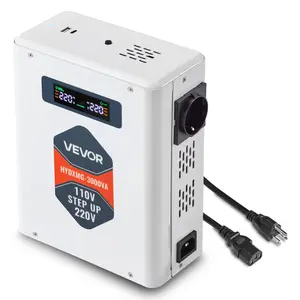 Heavy-Duty 3000VA Voltage Boost Converter Transformer, 110V to 220V with 2 EU Outlets, USB Port, LCD Screen, Temperature Protection for 220V Appliances (Summervibes)