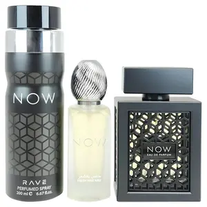 Rave Now 3-piece Gift Bundle Set for Men ( Eau de Parfum Spray 3.4 Ounce, Hair Mist 1.7 Ounce And Deodorant Spray 6.7 Ounce )