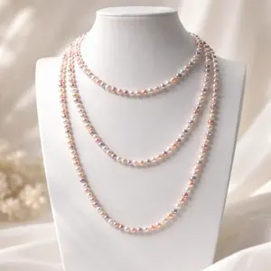 NC28-Multi Layer Freshwater Pearl Necklace for Women-Strand Candy Pearl Necklace