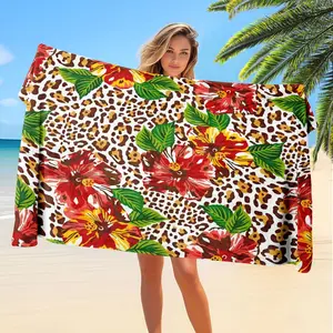 Boho Style Floral Pattern Beach Towel, Soft Absorbent Towel for Beach Vacation, Summer Beach Towel, Household Bath Towel for Home Bathroom, Flower