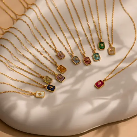 North Star Birthstone Necklace by Caitlyn Minimalist - Celestial Pendant Necklace with Custom Gemstone - Personalized Jewelry - Unique Holiday Gifts