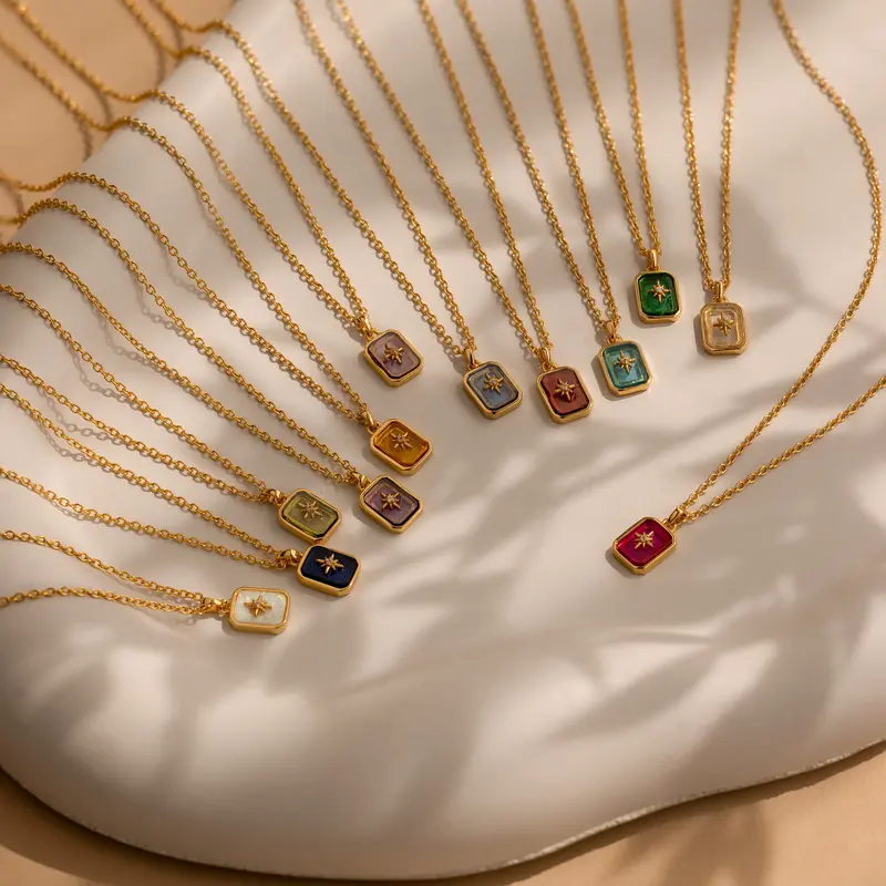 North Star Birthstone Necklace by Caitlyn Minimalist - Celestial Pendant Necklace with Custom Gemstone - Personalized Jewelry - Unique Holiday Gifts