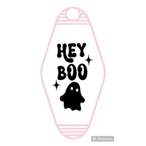 Limited Edition Peach and Teal 'Hey Boo' Motel Keychain - Fashion Accessory
