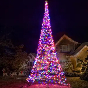 Flagpole LED Christmas Tree 23ft - Christmas Decorations Outdoor - 2600 LED Tree Multicolor - Suitable for Existing Flagpoles