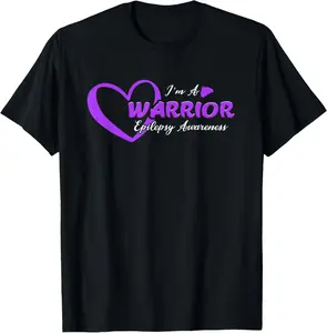 Pure Cotton Tee I'm A Warrior Epilepsy Awareness Day Purple Heart Butterfly T-Shirt Breathable Fabric