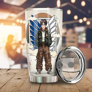 [New Anime Drinkware - Sale Up To 35%] Eren Yeager Anime Tumbler Cup, Attack On Titan Anime Collection, Titan Shifter Design, Dark Hero Drinkware, Gift For AOT Fans