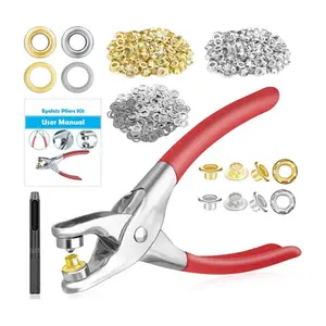 803Pcs Grommet Eyelet Pliers Kit, 1/4 Inch Grommet Tool Kit with 800 Metal Eyelets, Grommet Hand Press kit for Leather Crafts (Inside Dia: 6.4mm/Outer Dia: 12mm (A.I.S.)/Flange Width: ~3mm)