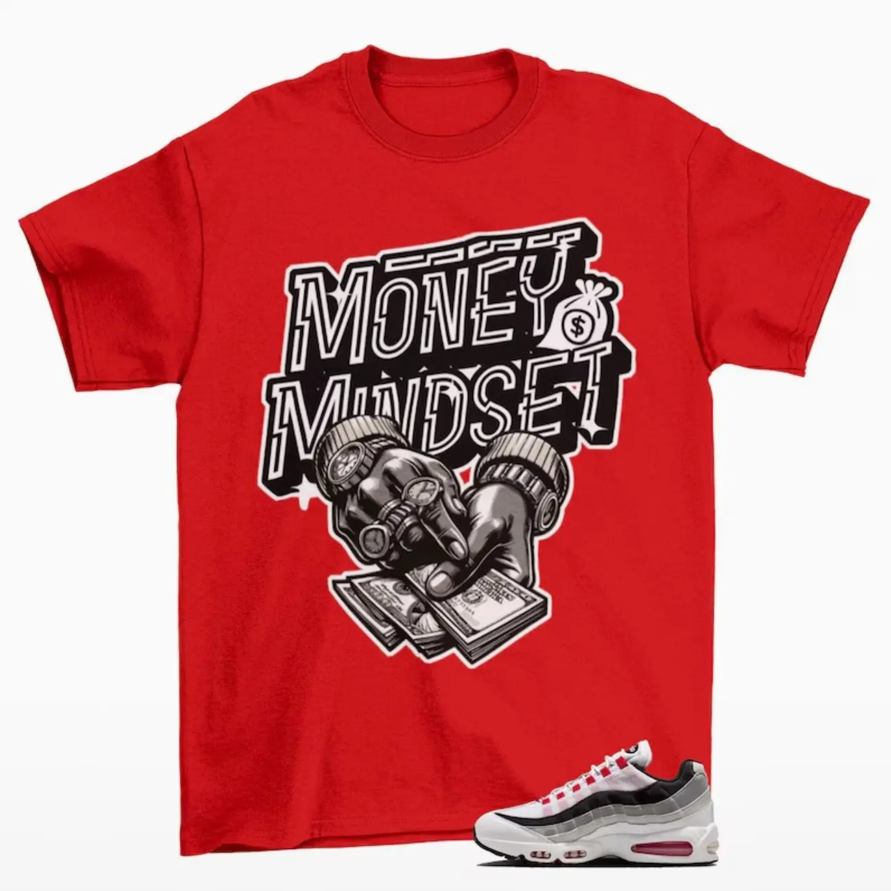 Mindful Air Max 95 Comet Red Matching Sneaker Tee Shirt Red