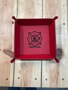 Customized Firefighter Leatherette Valet Tray | Personalized Fire Department Gift