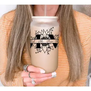 Glass cups with children's name, personalized gift for mothers day, custom women gift, glass tumbler for grandma, moms life frosted cup 16oz