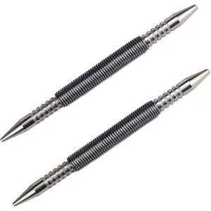 2 Pieces Dual Head Nail Setter Spring Loaded Nail Set Spring Nail Punch Hammerless Tool Kit 3/32″& 1/8″ Tools 3500 PSI Striking Force Counter Punch