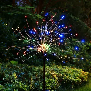 200 LED Solar Fireworks Lights Outdoor Waterproof, Multi Color Changing Solar Powered Star Burst Stake Lights, Auto On/Off Solar Pathway Decor Lights for Yard Lawn Walkway Patio Garden Wedding Christmas Holiday Decoration