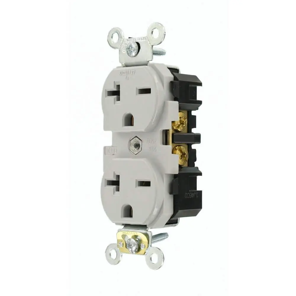 20 Amp 250 V NEMA 6-20R Industrial Grade Duplex Outlet/Receptacle, Gray (1-Pack) 5462-GY