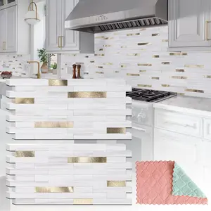 20 Sheets Peel and Stick Backsplash for, 2026 Dolomite Star Gray with Glod Look Stick on Tile Your Backsplash, RV, Fireplace