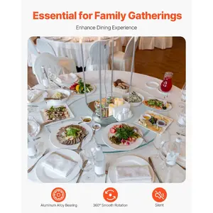 VEVOR 24 in Glass Lazy Susan Turntable, Tempered Glass Dining Table Centerpiece with 6 Rotating Wheels, 360 Smooth and Silent Spin Tabletop Rotating Tray, for Family Gatherings, Banquets WeddingsVEVOR Super Brand Day