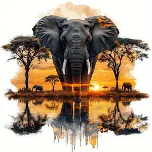 Elephant Pattern DIY Diamond Arts Colorful Painting Kit without Frame, DIY 5D Diamond Arts Colorful Painting Kit, Wall Art Decor for Home Living Room Bedroom, Diamond Painting Kits