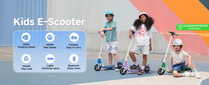 【Holiday Haul】LK3 Kids Electric Scooter (Ages 6 - 12): Magnetic Charging, 150W Motor, 3 - Speed Adjustable, LED Display, E - Brake & Foot Brake, Safe & Comfy Ride, 18V2.6Ah
