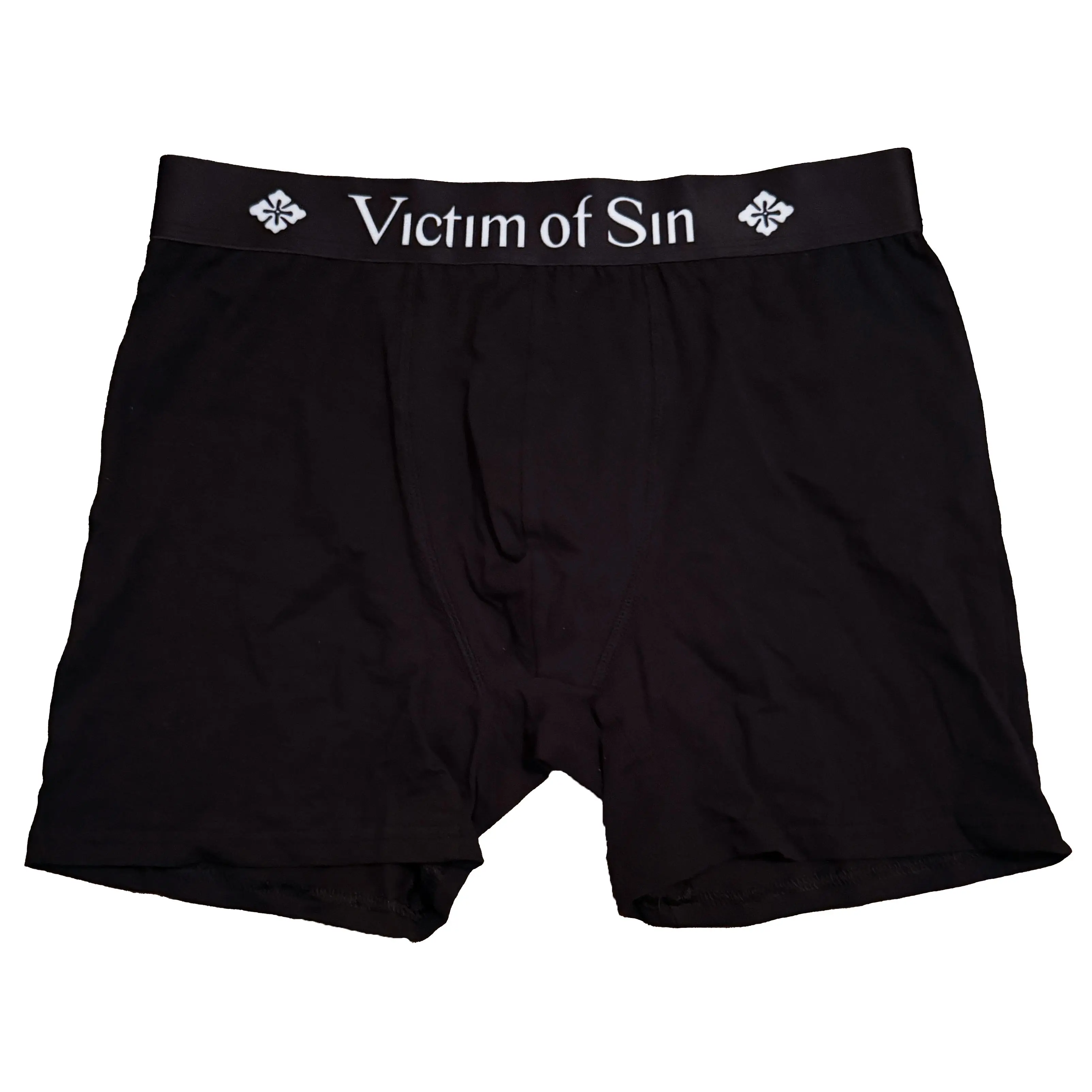 Victim of Sin Drawls Unisex Boxer Briefs 95% Cotton 5% Spandex Elastic Waistband Menswear Black 3 Inch Inseam