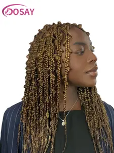 DOSAY 36" Goddess Butterfly Locs Braided Wigs Full Lace Synthetic Knotless Box Braids for Black Women 100% Handmade Natural Look Lightweight Comfortable Daily Wear