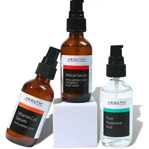 YEOUTH Hyaluronic Acid Serum for Face, Retinol Serum for Face and Vitamin C Facial Serum, Daily Hydrating Skin Care Set 3x1 oz Gentle Cosmetic