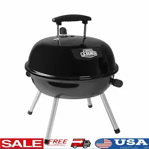 Portable Charcoal Grill 14.5 Inch Tabletop Grill Dome Design Adjustable Air Vents Ideal Camping Tailgating Picnics Easy Cleanup