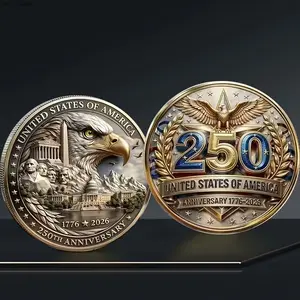 America 250th Anniversary Commemorative Coin, 1776-2026 USA Eagle Challenge Coin, Double-Sided 3D Engraved Collectible Souvenir Token, Semiquincentennial History Gift for Collectors, Display, Christmas, Halloween and Valentine's Day