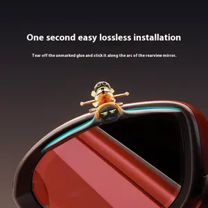 Rear View Mirror Decor Vehicle Rearview Mirror Decoration Lighting Adhesive Waterproof Wind-Powered Car Accessories for Auto