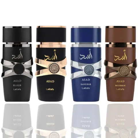 Lattafa Men's Cologne 4-Piece Multi-Pack - Zanzibar, Original, Elixir, Bourbon Variants - Bold Amber-Vanilla EDP Colognes for Men, Ideal for Daily Wear, Men's Colognes