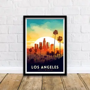 Los Angeles Travel Print| LA Wall Decor California Home Living Decor LA Illustration Travel Poster Gift for LA, California Home Décor
