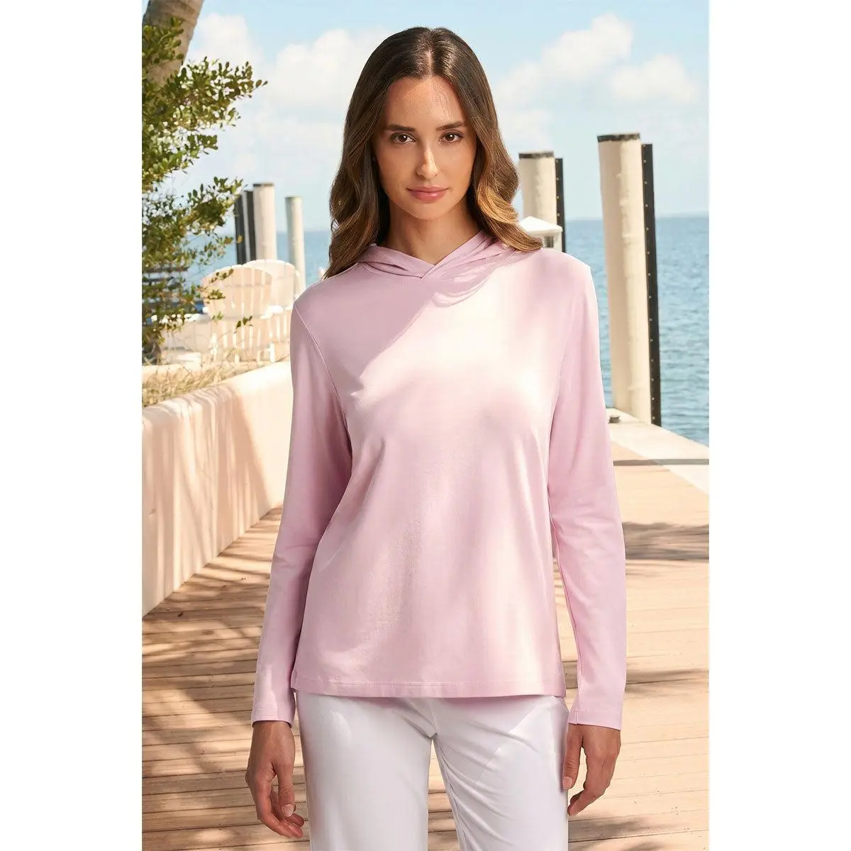 Morada | Women's Long Sleeve Hoodie Pima Sol | Powder