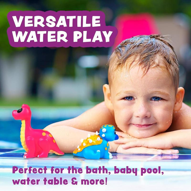 Dinosaur Mold Free Bath Toys 6 Pack Sealed No Hole Design Soft Squeezable Float on Water Easy Grip Baby Toddler Bath Toy Set Great Baby Pool Toys