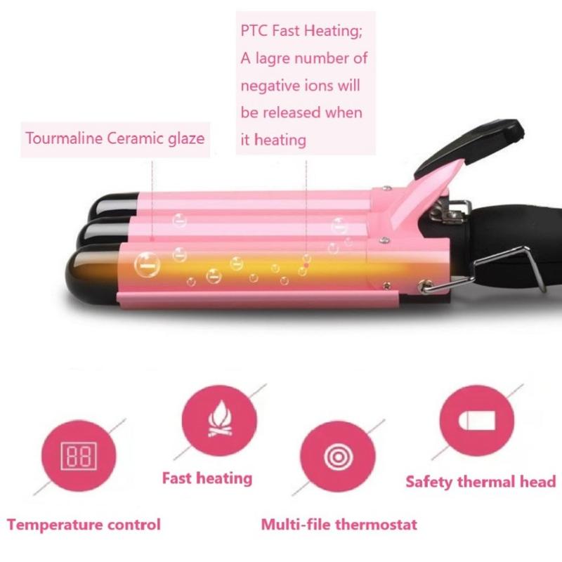 3 Jumbo Barrel Curling Iron Wand 25mm/32mm Hair Waver Temperature Adjustable Ceramic Big Waves Hair Crimper