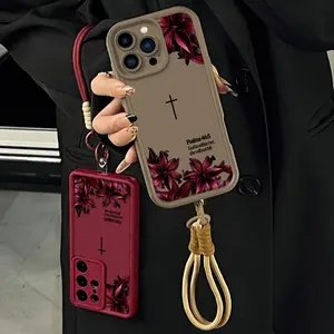 Elegant Burgundy Lily Bible Quote Phone Case for iPhone Samsung 17Pro Max Air 16 15Plus 14 13 12 11 XR XS Galaxy S25 S24 S23 S22 A71 A56 A55 A54 A53 A52 Psalms 46:5 Christian Bible Verse Religious Birthday Gift For Her .NN132