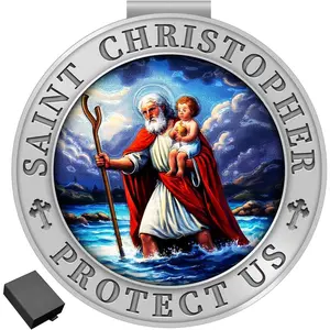 Saint Christopher Medal for , Colorful 3D  St Christopher Visor Clip Bless Driving Safety Religious  for Parent, Family, Friend, Driver (1)