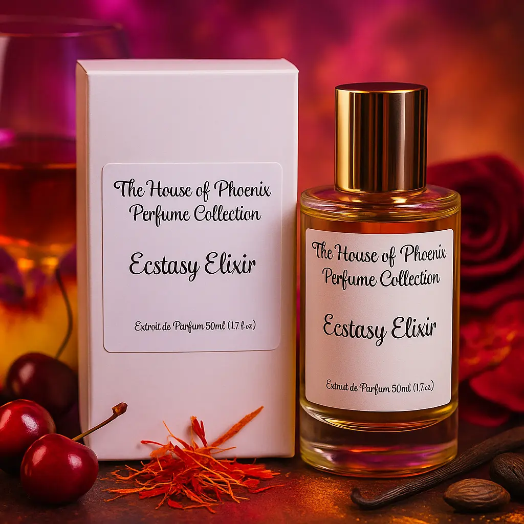 Ecstasy Elixir Extrait De Parfum Spray by The House of Phoenix 50ml Unisex Boozy Vanilla Fragrance, Rum Peach Perfume, Warm Spicy Perfume
