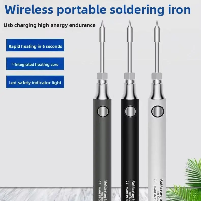 Cordless Rechargeable Mini USB Electric Soldering Iron Tool Kit for Beginners & DIY Enthusiasts - 5V8W Lightweight Portable Metal Hand Tool with Stable Temp Control, Auto-Sleep Mode, Anti-Scald Cover, Built-In Batteries for Home Repair Welding, Anti-Scald