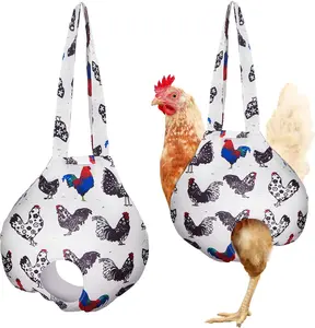 2 Pack Chicken Holder Bag, Chicken Carrier Sling Catching Hand Bag Hen Sling with Handle Farm Supplies for Hen Rooster Transport Traveling Hiking Driving(White,13.5 x 13.5 Inch)