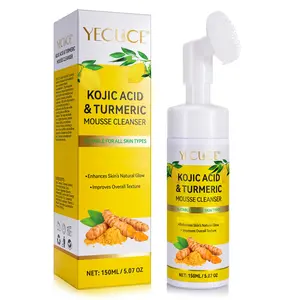 【live】Yecuce Kojic Acid& Turmeric Mousse Cleanser, Gentle Face Wash for Acne-Prone Skin, Oil-Free Facial Skincare 150ml