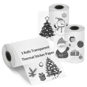 Prinhsji 3 Rolls Transparent Self-Adhesive Thermal Paper, 57x25mm, Inkless Decorative Stickers for Portable Mini Printers, Photos, Labels, Notes