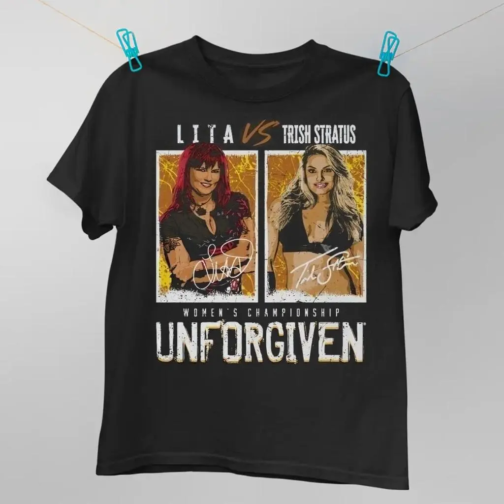 Trish Stratus vs Lita Unforgiven Match Black T-Shirt S-5XL
