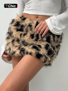 Women's Y2K Festival Low Waist Mini Puff Leopard Print Street Fashion Casual Streetwear Skirt, Fitted Spotted Design, Perfect for Music Festivals and Casual Wear