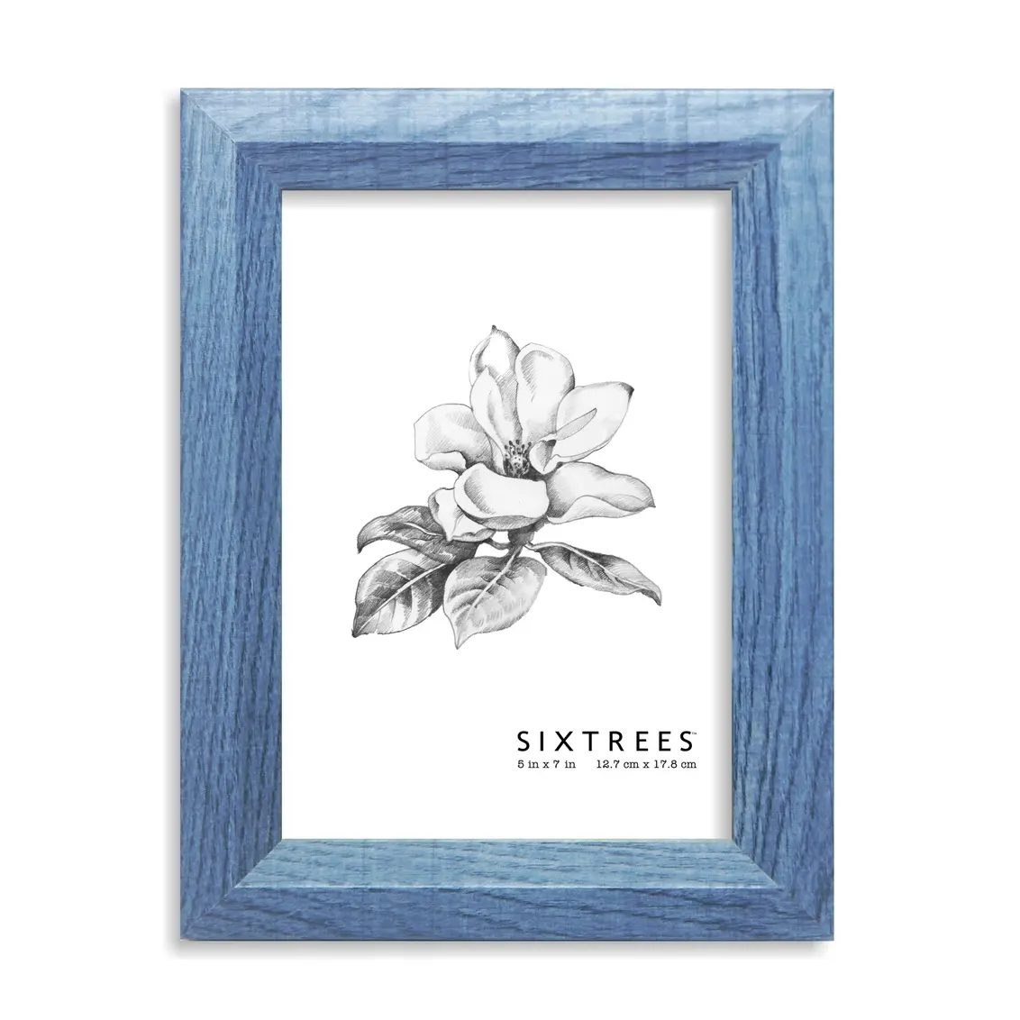 Sixtrees WD78557 5x7 in. Bryce Blue Decorative Glass Photo Frame - Wall-Mountable, Shatter-Resistant, Decor-Friendly Photo Print Wall & Tabletop Frames Home Decor Accessory