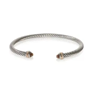 Pre-owned David Yurman Rose Gold & Sterling Silver Morganite Cable Classic Bracelet NY155095