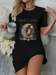 Witchy Moon Cottagecore Floral Fox Aesthetic Art Women Girls Dress