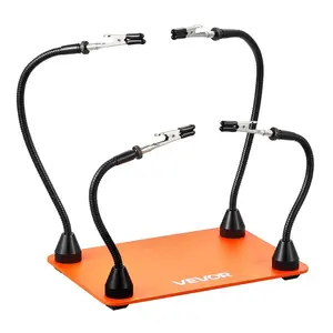 VEVOR Magnetic Helping Hands Soldering Station, 4 Flexible Arms Third Hand Tool with 3X LED Magnifying Lamp Non-Slip Heavy-Duty Base, Soldering Helping Hands for Electronic Repair Craft Hobby DIY