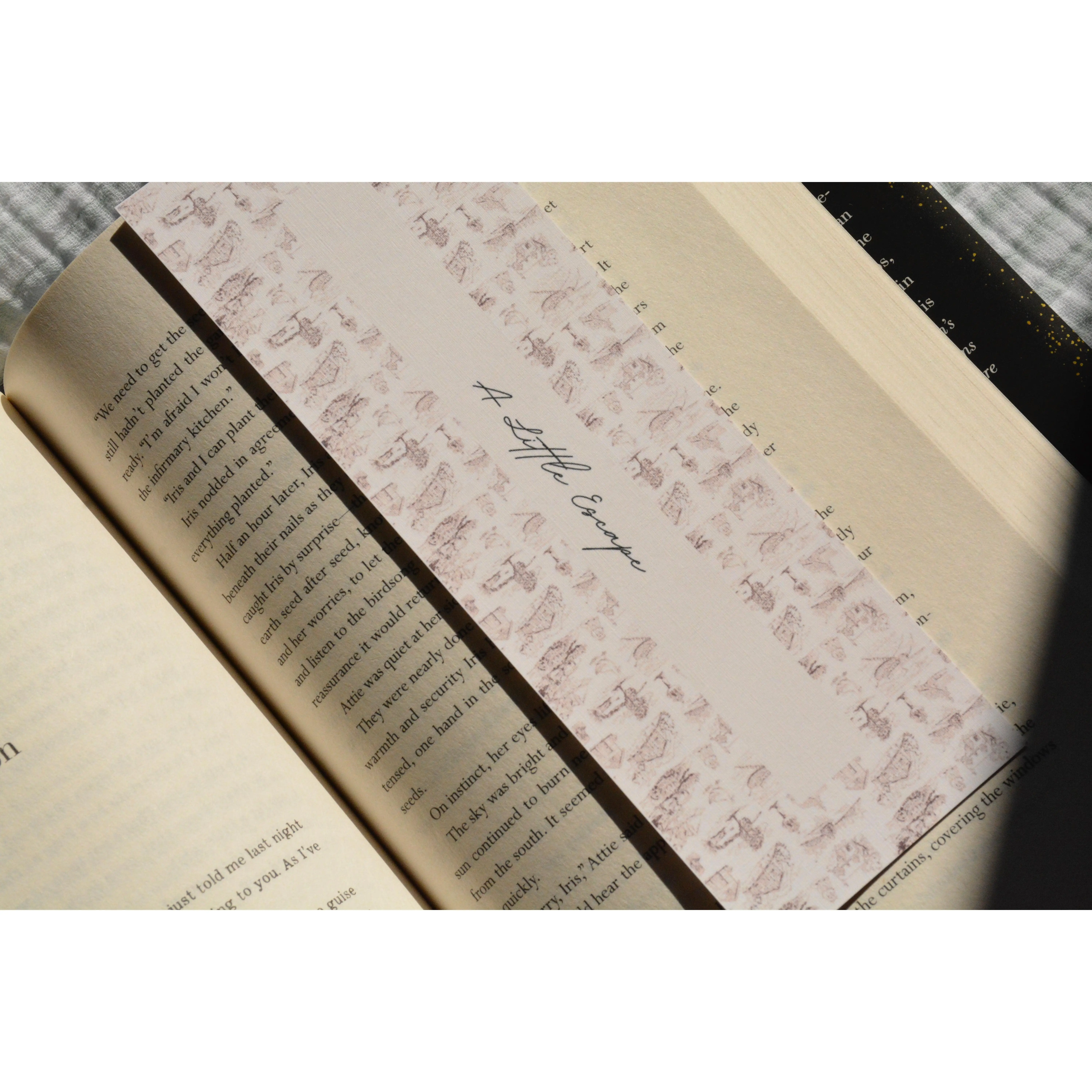 A Little Escape Linen Bookmark | Oversized Double-Sided Book Lover Bookmark