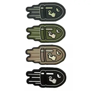 Angry Flying Bullet Tactical Patch [4 PC Bundle -3D-PVC Rubber-3.0 X 1.5 ] for Backpacks, Range Bags, Clothes, Hats, and More