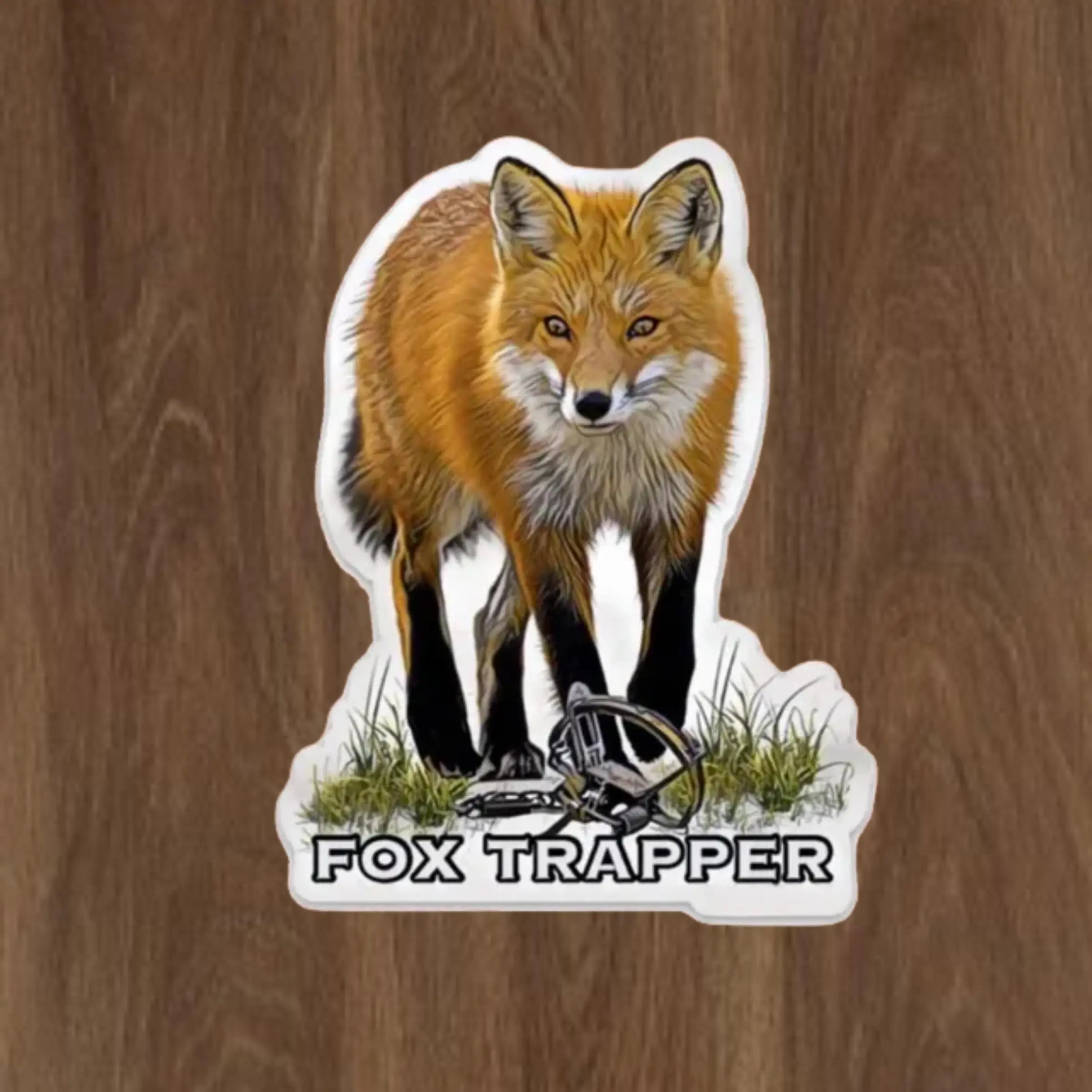 Fox Trapper Sticker – Red Fox Hunting and Trapping Sticker for Outdoorsmen, Rustic Wildlife Hunter Decal, Hunting Day Gear