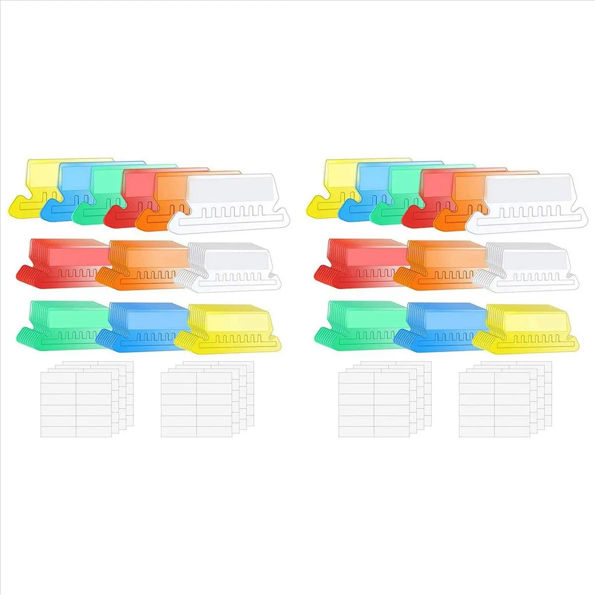 240 Sets Multicolor Hanging File Folder Tabs with Blank Inserts 2 Inches Plastic Hanging File Tabs for Hanging Folders